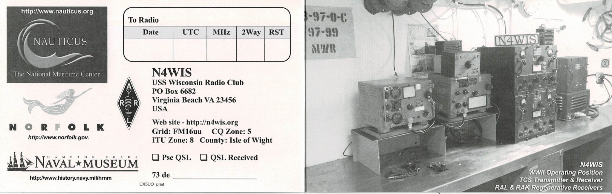 N4WIS QSL Card - Back